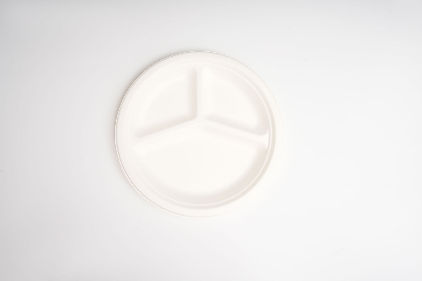3-Compt Sugarcane Round Plate | 9" | 500 count