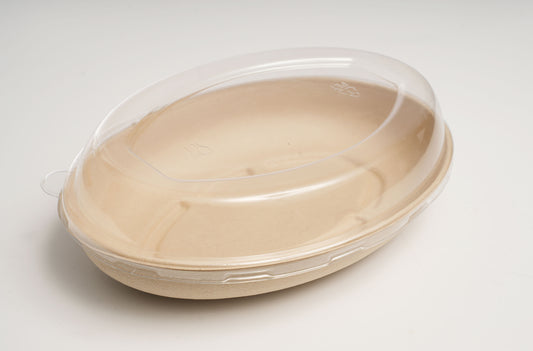 PET Plastic Lid | for 26oz Sugarcane Oval Bowl | 300 count